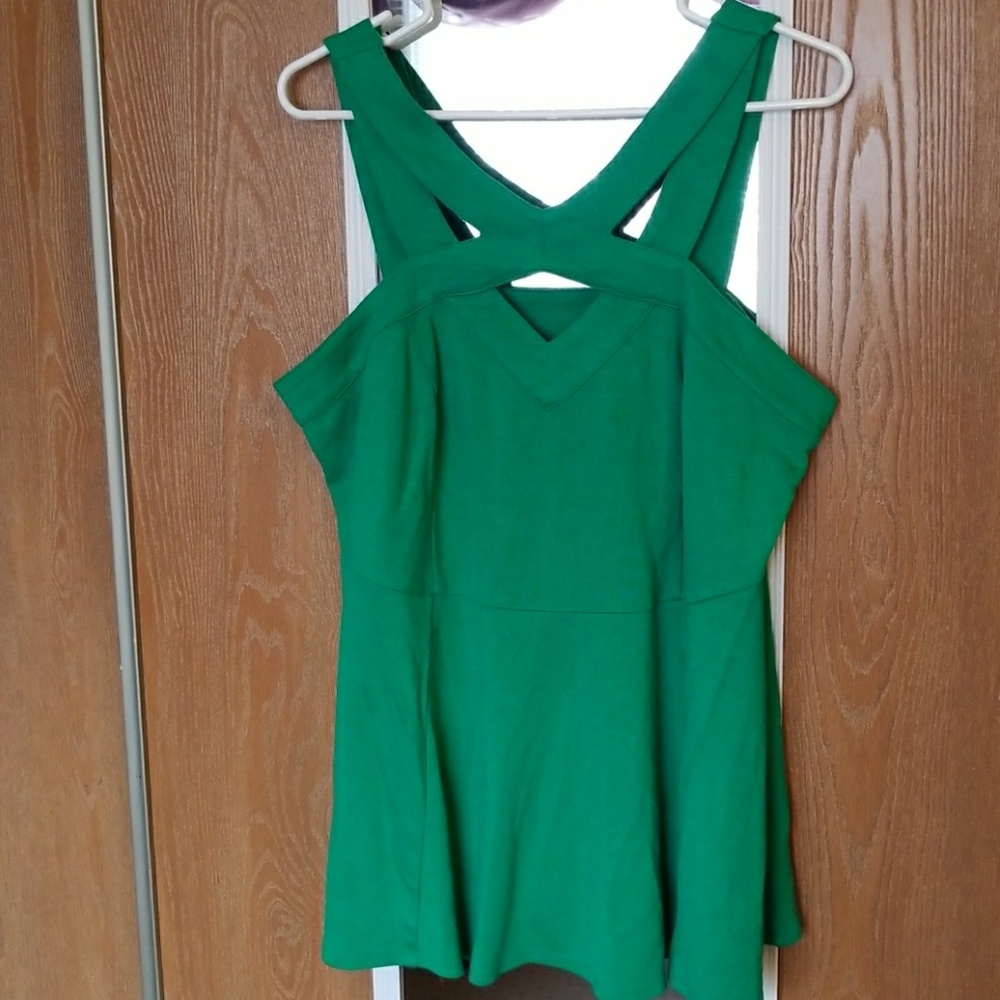 Torrid Green Strappy Peplum Top